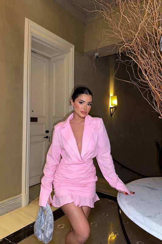 Robe décolletée rose pastelle