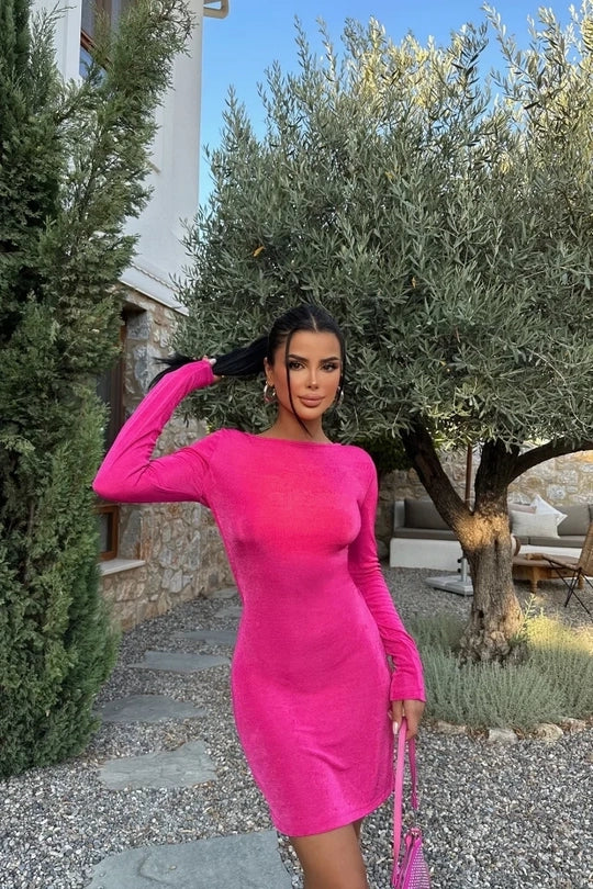 Robe Rose Courte Dos Nu