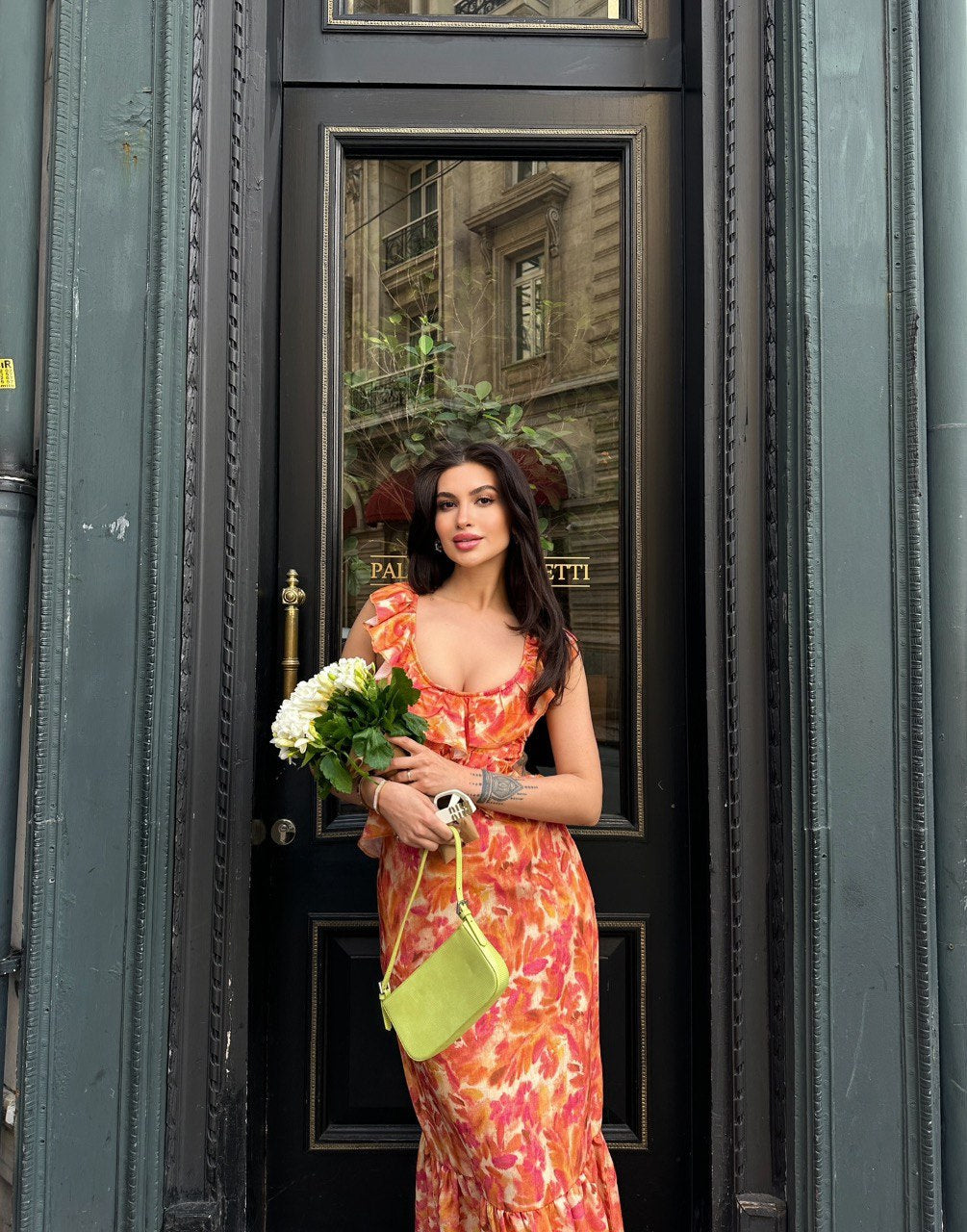 Robe longue dos nu bohème - Orange