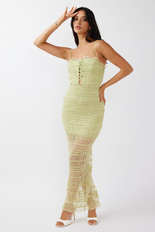 Robe Longue en Dentelle - Vert