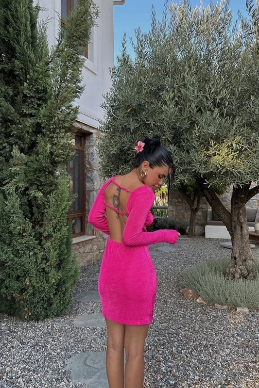 Robe Rose Courte Dos Nu