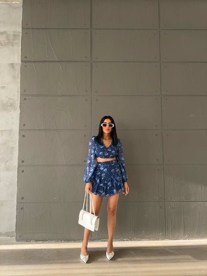 Ensemble fleuri bleu