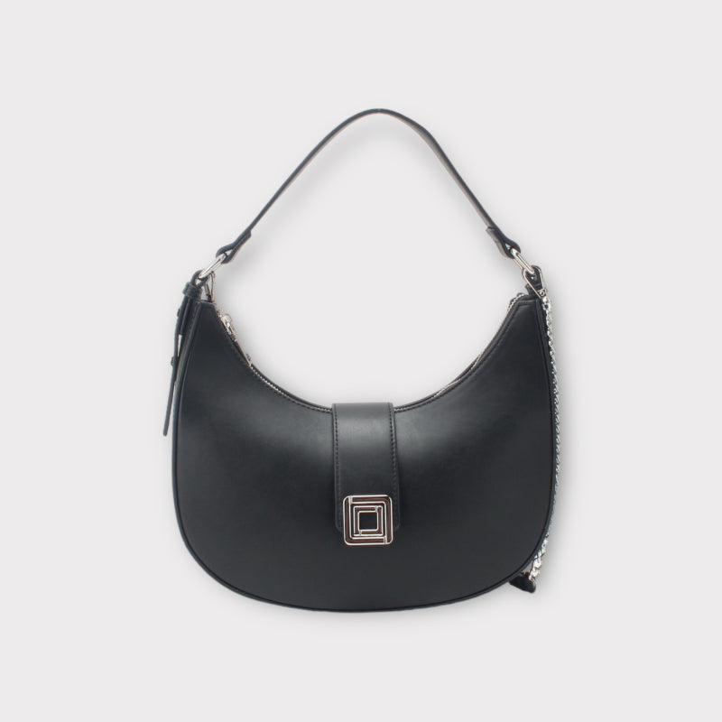 Sac à main demi-lune avec boucle dorée
